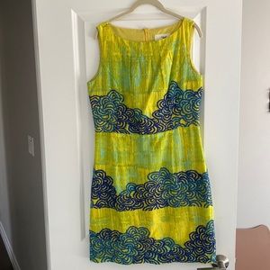 Anthropologie Tabitha Azure Scroll dress EUC 8